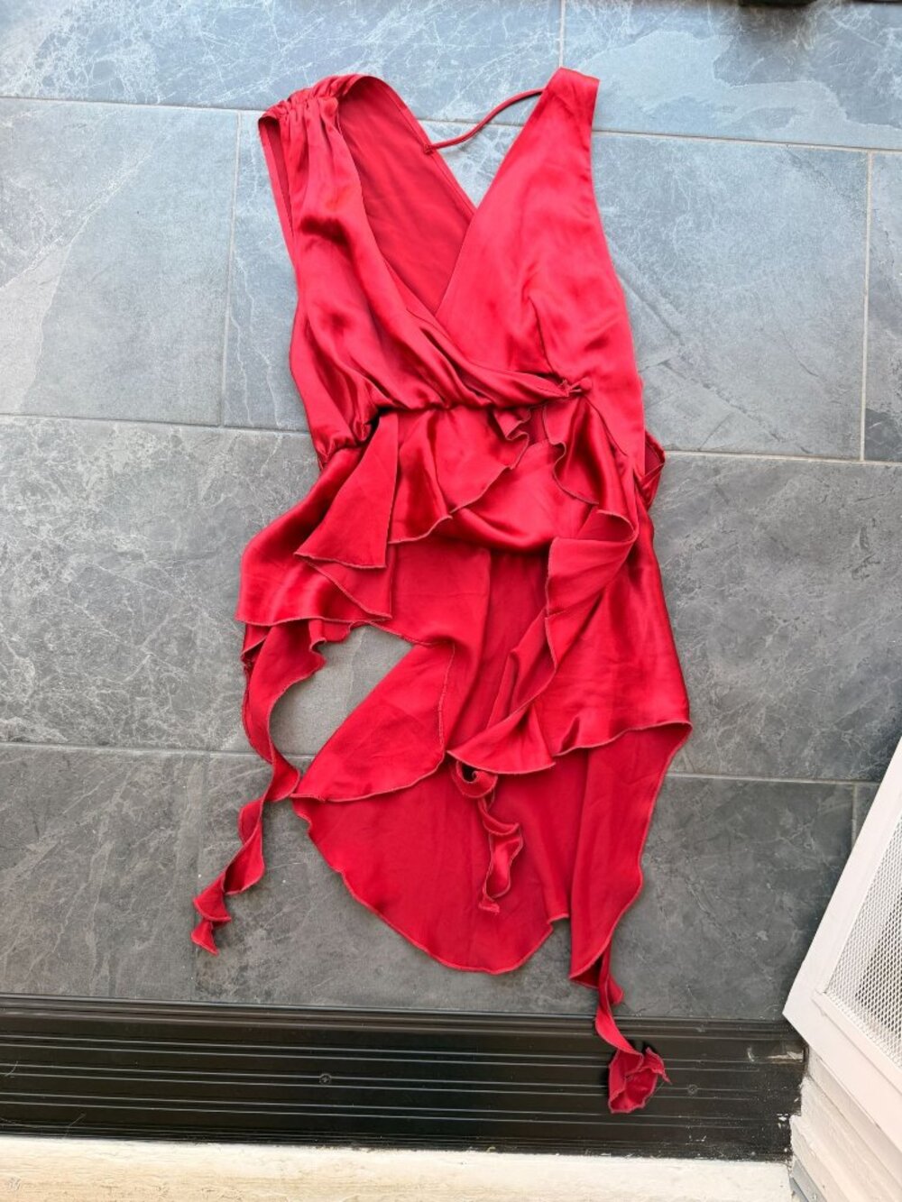 y2k red fire coquette whimsy goth tank blouse xs